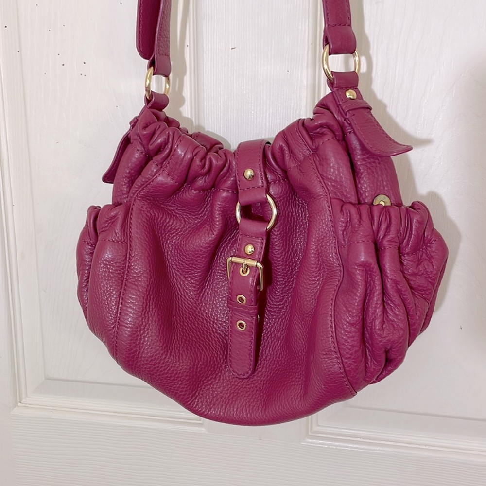 Michael Kors Pink / Purple Pebble Leather Crossbody With Gold Hardware